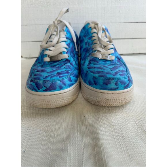 Nike Air Force 1 Low 10.5 Custom Painted Blue Purple Brushstroke CW2288-111 - Picture 5 of 11